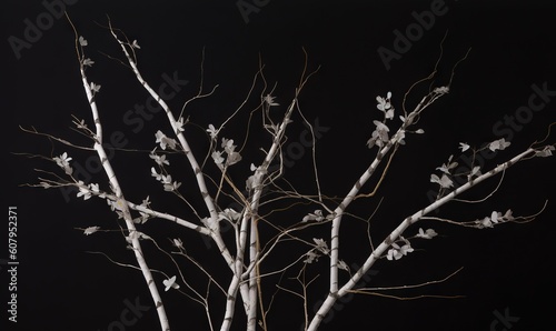  a bare tree with no leaves in the dark night time. generative ai