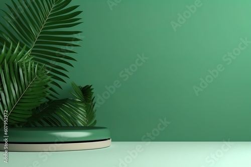 minimal cosmetic background for green product presentation