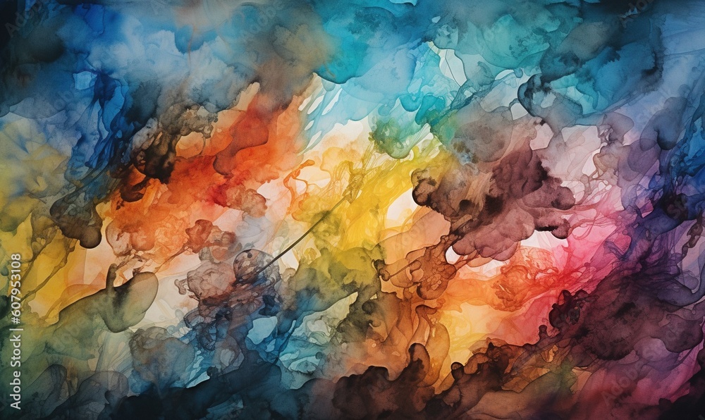  a painting of a multicolored cloud of smoke and water.  generative ai