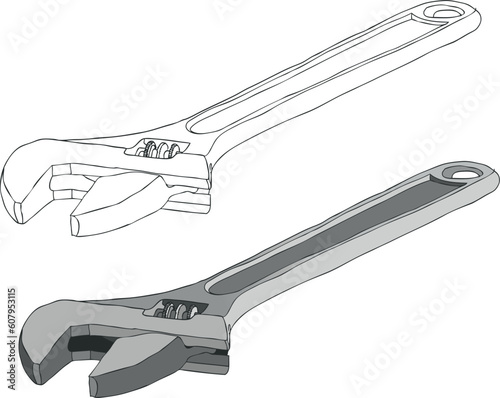 An adjustable spanner, shifting spanner, shifter or adjustable angle head wrench