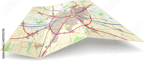 Detailed editable vector folding map with no names