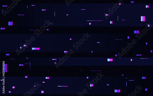 Glitch abstract shapes. Color gradient forms. Digital video error. Distorted geometric objects and pixels. Damaged signal concept. Modern noise texture. Vector illustration © Vegorus