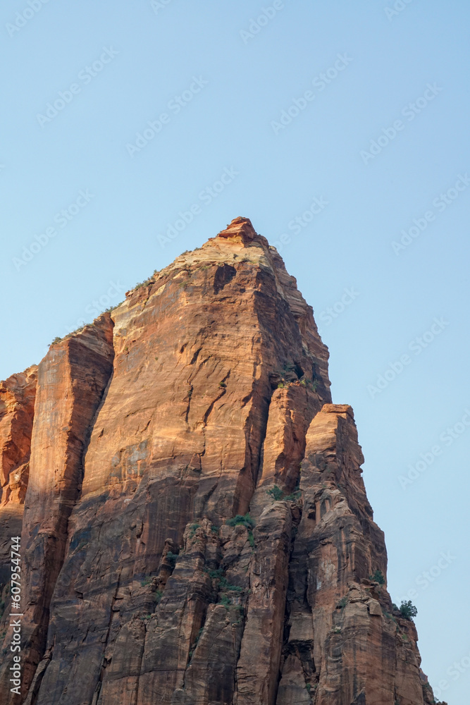 Shot of the mountain peak in Zion National Park