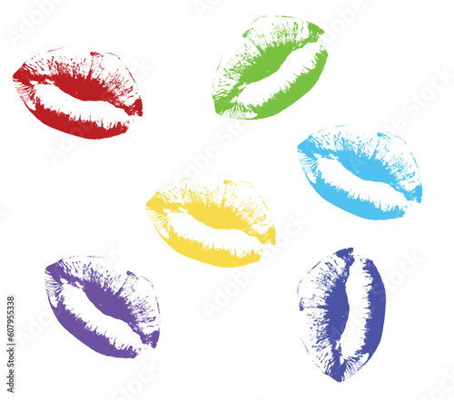 colored kiss lips Vector illustration