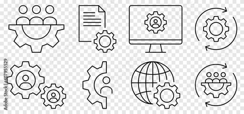 Process line icons. Vector illustration isolated on transparent background