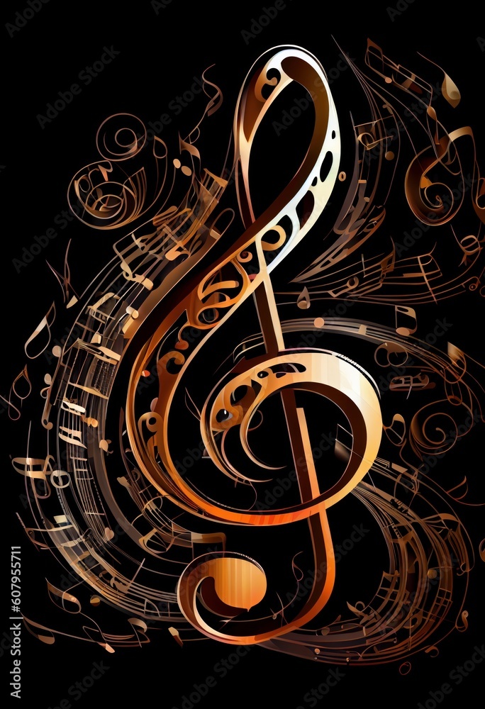 Fototapeta premium Musical note in vibrant color. Generative AI.