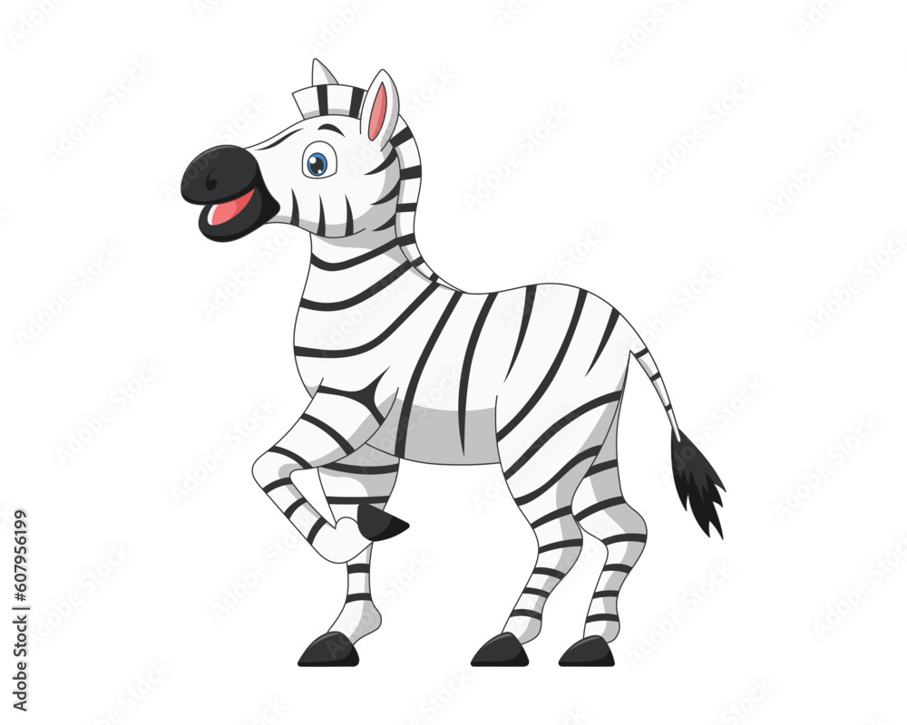 Cute cartoon zebra. Drawing african baby wild smiling character. Kind smiling jungle safari animal. Creative graphic hand drawn print. Vector eps illustration Cute cartoon zebra. Drawing african baby wild smiling character. Kind smiling jungle safari animal. Creative graphic hand drawn print. Vector eps illustration