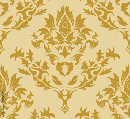 Damask seamless vector background.  For easy making seamless pattern just drag all group into swatches bar, and use it for filling any contours.