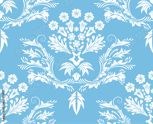 Damask seamless vector background.  For easy making seamless pattern just drag all group into swatches bar, and use it for filling any contours.