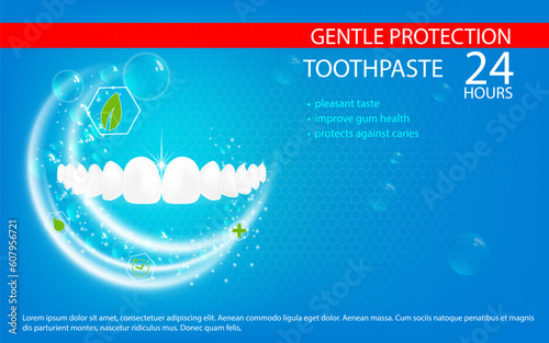Healthy tooth with glowing effect, teeth whitening concept..