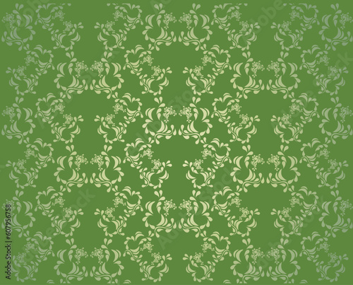 Vector decorative green seamless floral ornament