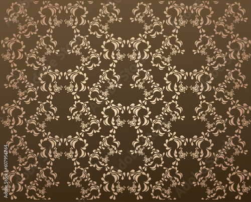 Vector decorative brown seamless floral ornament