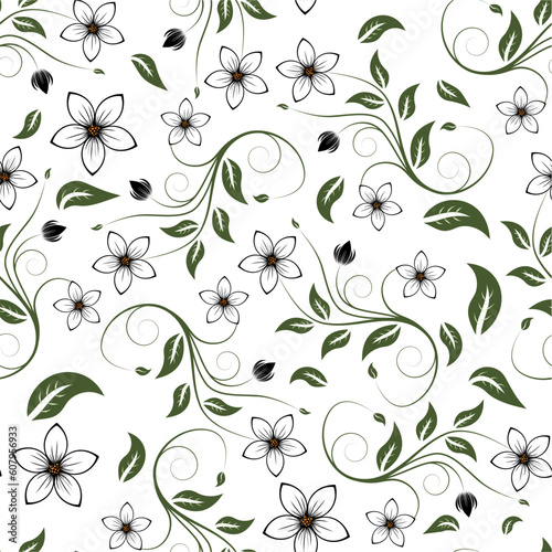 Seamless vector floral background. For easy making seamless pattern just drag all group into swatches bar, and use it for filling any contours.