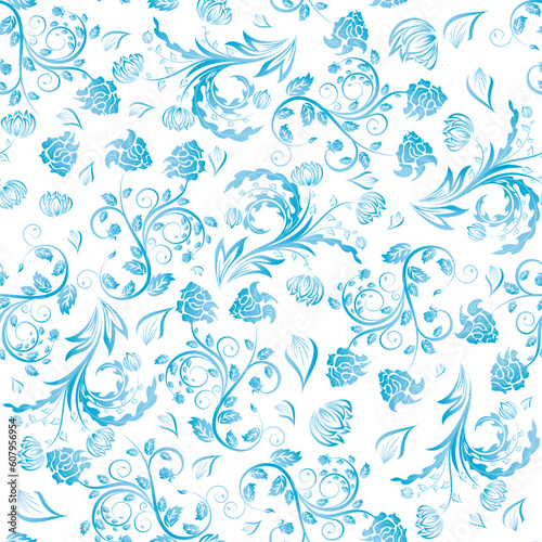 Seamless vector floral background. For easy making seamless pattern just drag all group into swatches bar, and use it for filling any contours.