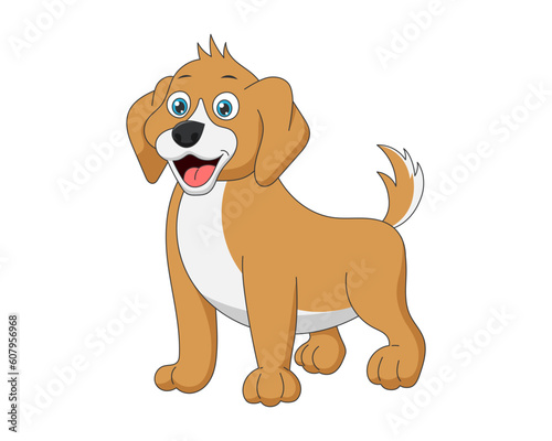 Cute cartoon funny dog. Kind drawing smiling baby animal pet puppy playful. Creative graphic hand drawn print. Vector eps illustration