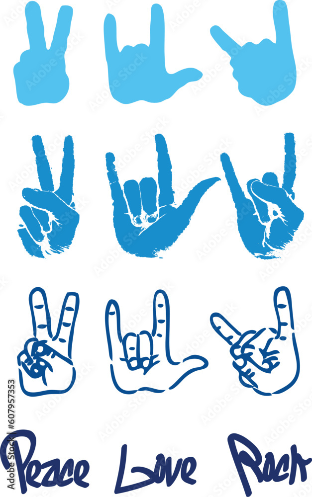 Fototapeta premium Peace hand sign logo love rock