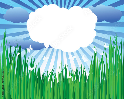 Vector illustration grass background with copy space