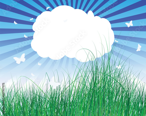 Vector illustration grass background with copy space