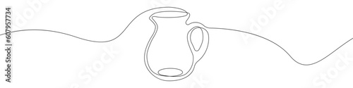 Milk jug line continuous drawing vector. One line Milk jug vector background. Milk jug icon. Continuous outline of a Milk jug.