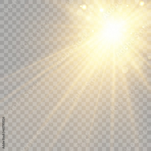 Vector transparent sunlight special lens flare light effect. Bright beautiful star. Light from the rays.
