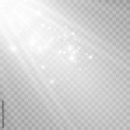 Vector transparent sunlight special lens flare light effect. Bright beautiful star. Light from the rays.