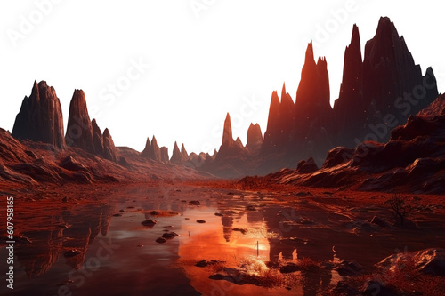 red spooky alien planet surface. Transparent PNG 