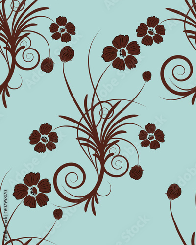 Seamless vector floral background. For easy making seamless pattern just drag all group into swatches bar, and use it for filling any contours.