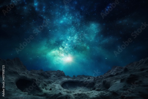moonscape with a view of the universe created with Generative AI technology © StockMedia