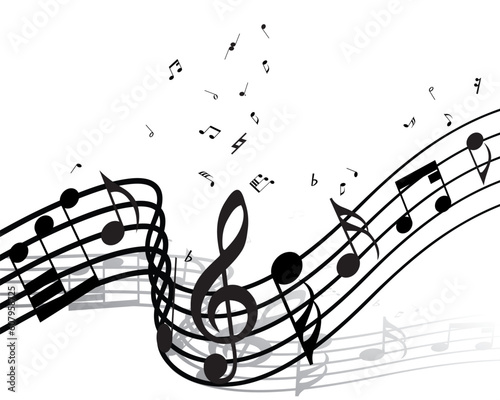 Vector musical notes staff background for design use