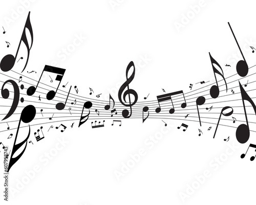 Vector musical notes staff background for design use