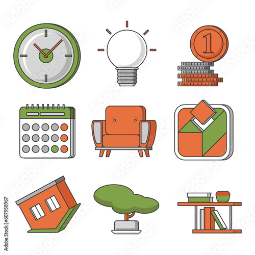 "Architectural Vectors Icon Pack" is a set of 9 stylish vector icons. Ideal for architecture, interior design, and real estate projects. Customize colors and size. Enhance visuals with captivating ico