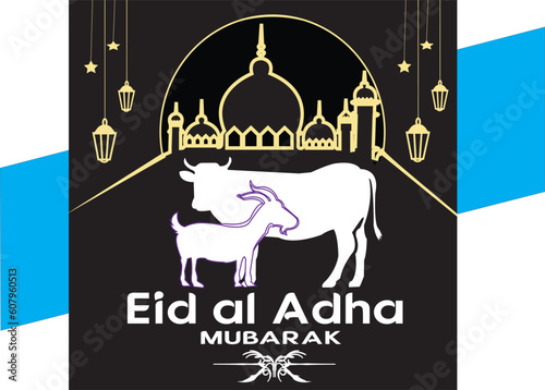 Free vector eid al adha islamic festival wishes background design