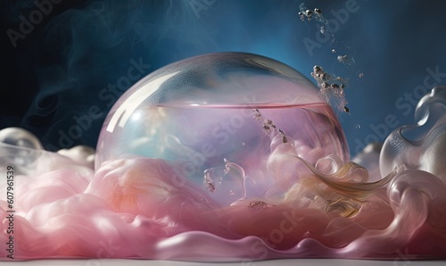  a bubble filled with water and bubbles floating on top of it. generative ai