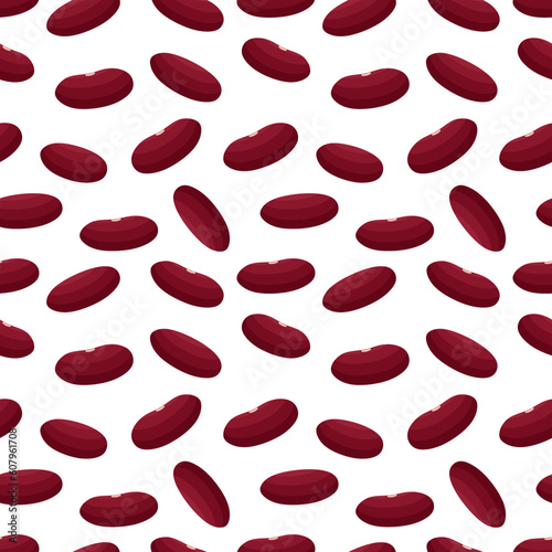 Red kidney bean seamless pattern. Endless texture with Kidney bean on white background. Vector illustration