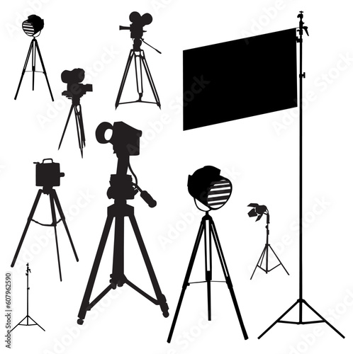 illustration with cinematographic set isolated on white background