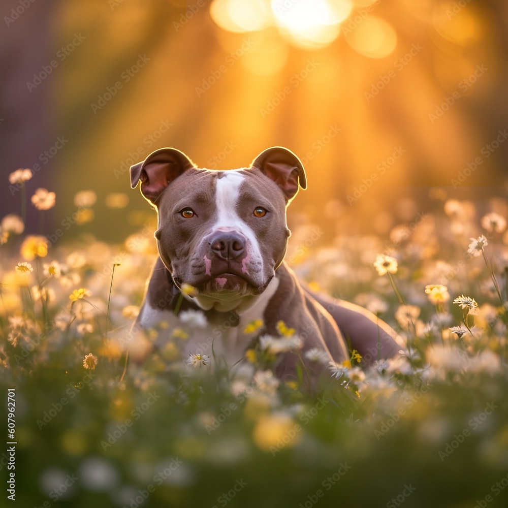 Serene American Staffordshire Terrier in a Meadow