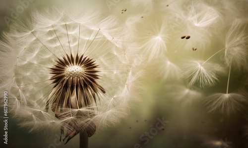  a close up of a dandelion with a blurry background.  generative ai © Anna
