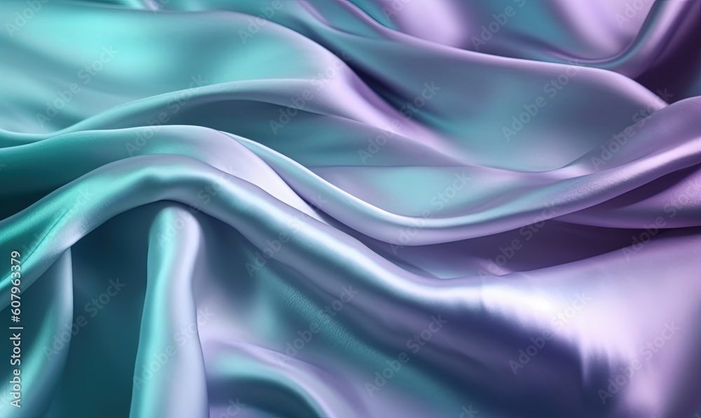  a blue and purple silk fabric with a wavy pattern on it's surface, as if it were a silk fabric or a satin fabric.  generative ai