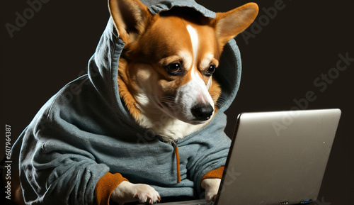 dog with laptop © andybirkey