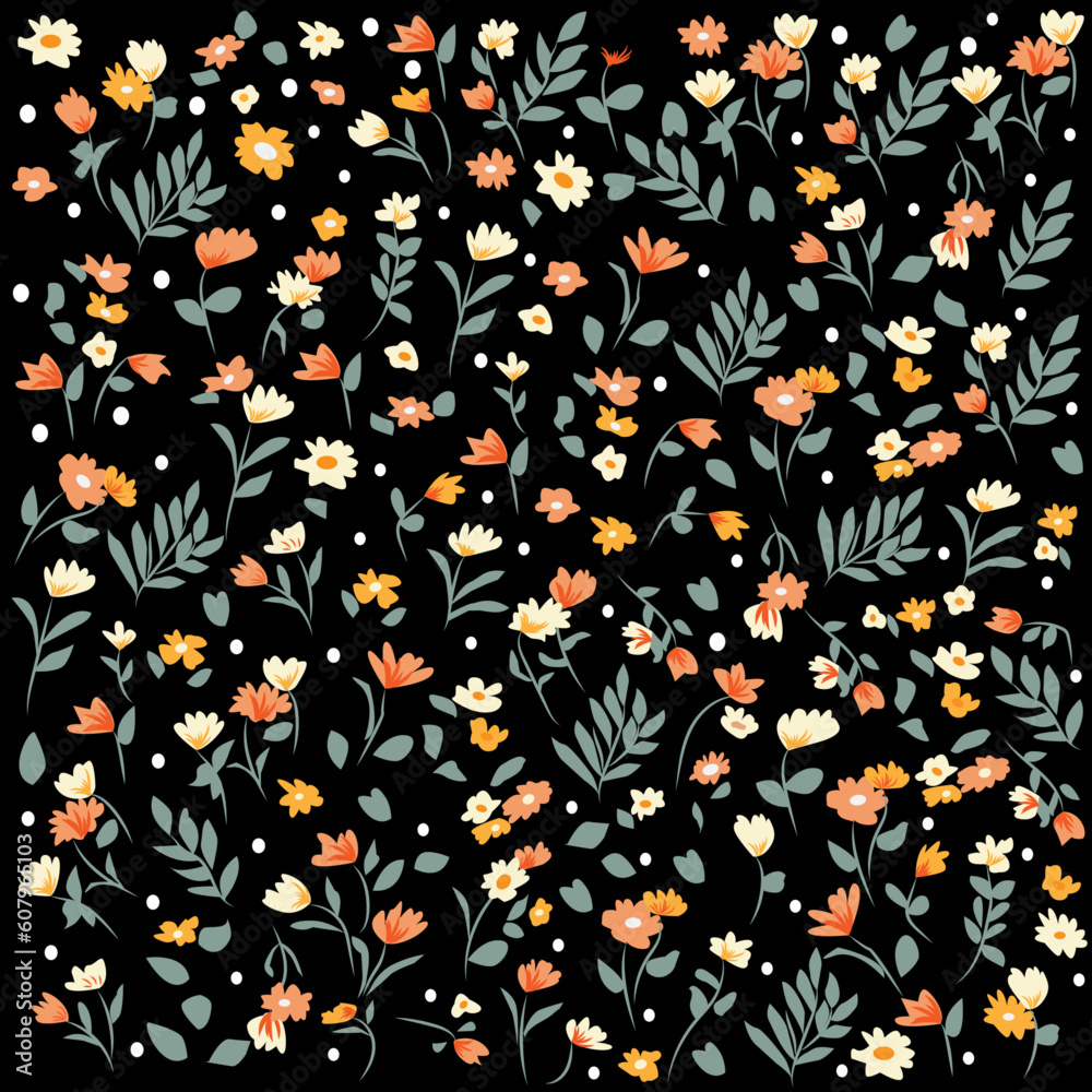 Fondo floral retro sobre negro. Fondo floral retro sobre negro.