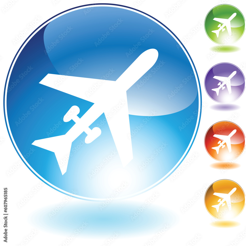 Airplane crystal icon isolated on a white background.