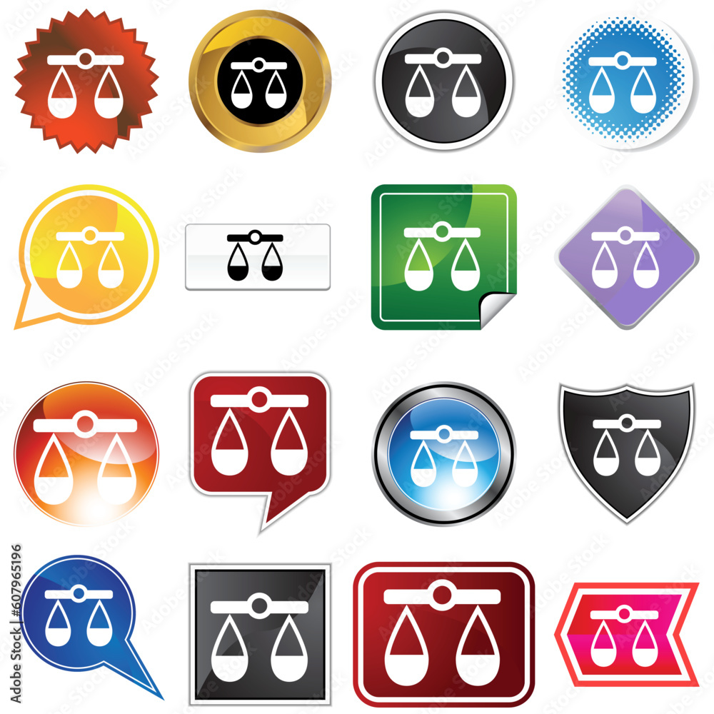 Justice scale set isolated on a white background. Justice scale set isolated on a white background.