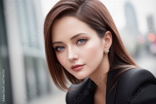 Portrait of positive, self-confident young woman on city street. Business woman, office dress code. Sunny day. Career, business, natural beauty concept. Lifestyle. Caucasian blonde girl. Generative AI Free Download Portrait of positive, self-confident young woman on city street. Business woman, office dress code. Sunny day. Career, business, natural beauty concept. Lifestyle. Caucasian blonde girl. Generative AI - GFXLoad