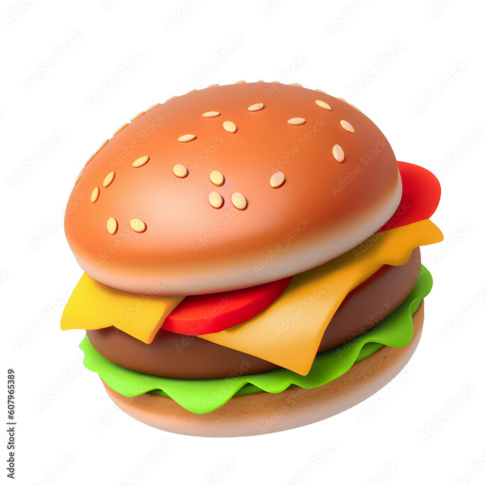 hamburger isolated, 3d rendering, generative ai hamburger isolated, 3d rendering, generative ai
