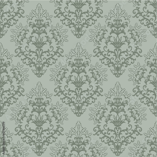 Seamless fern green floral wallpaper or wrapping paper