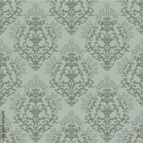 Seamless fern green floral wallpaper or wrapping paper