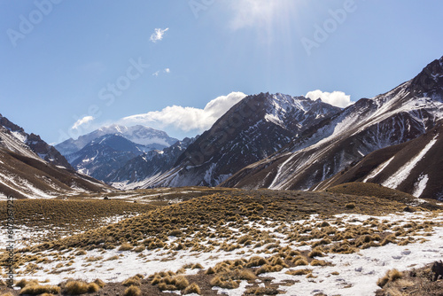 View of Aconcagua, the highest mountain in America. In the province of Mendoza, Argentina. photo