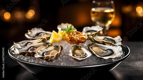 platter of freshly shucked oysters