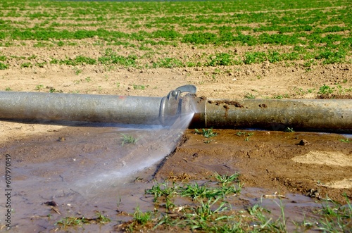 Fotografija Water leak during drought period in France, Europe
