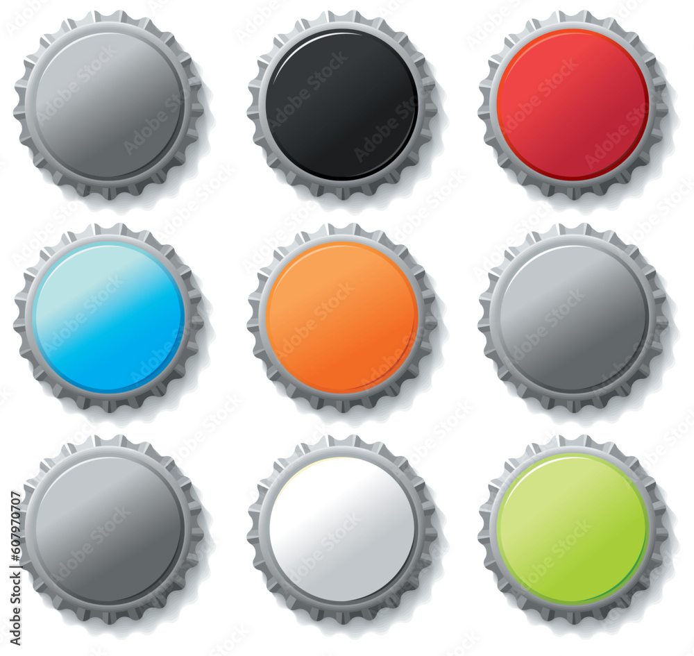 Blank bottle caps 3 - vector set Blank bottle caps 3 - vector set